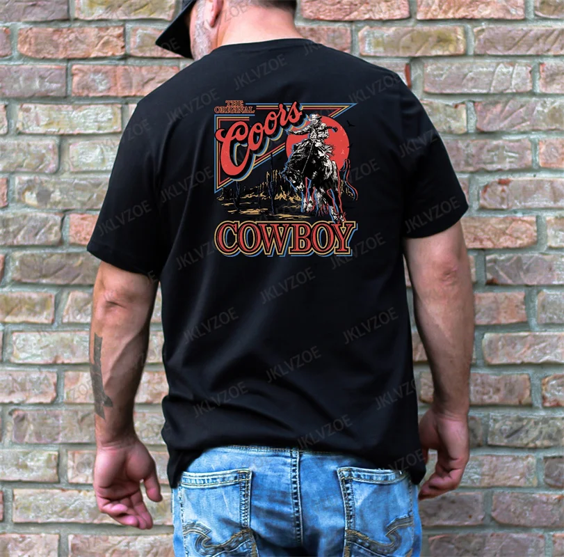 The Original Coors Cowboy Western Rodeo Coors Beer shirt Vintage Trend Cotton Short Sleeve For Spring Summer Streetwear Tops