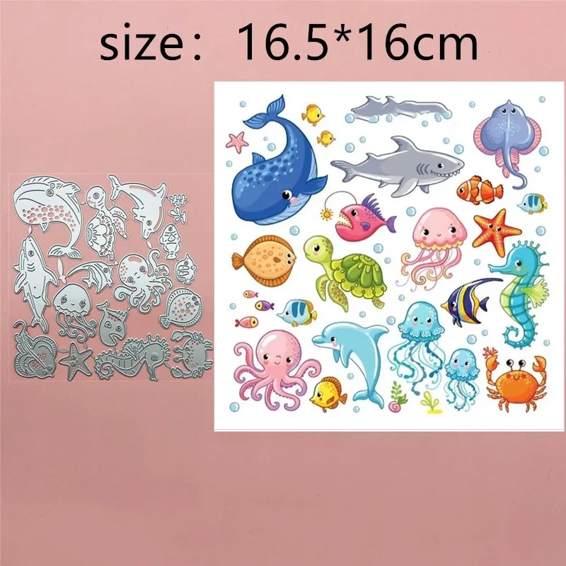 Marine Animals Whales Turtles Metal Cut Dies Stencils for Scrapbooking Stamp/Photo Album Decorative Embossing DIY Paper Cards