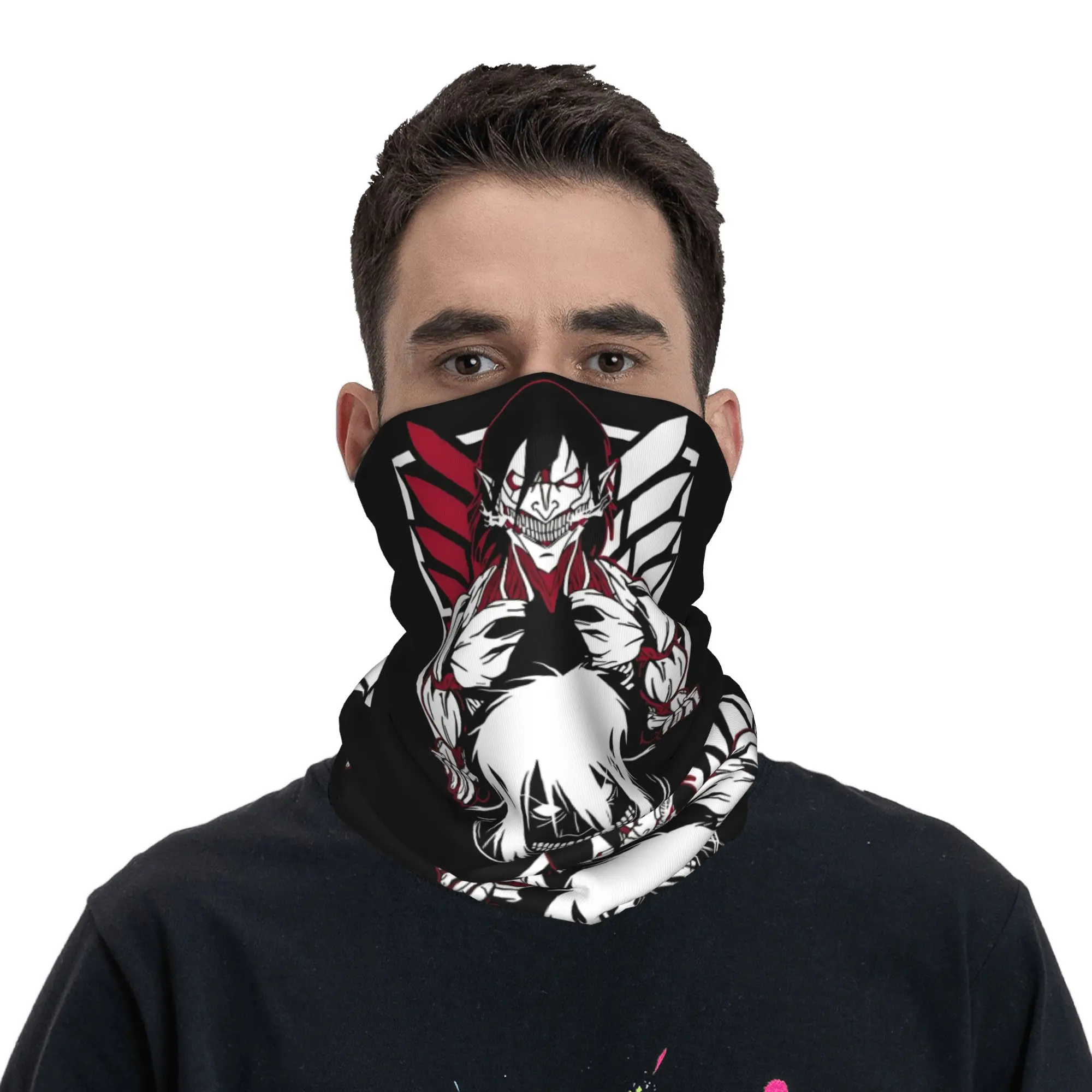 

Japane Manga Attack on Titan Anime Bandana Neck Gaiter Windproof Face Scarf Cover Men Women Headband Tube Balaclava