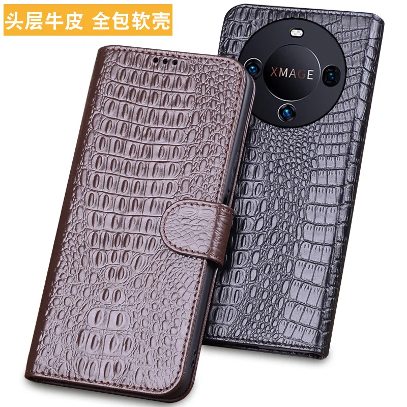

Luxury Genuine Leather Wallet Cover Business Phone Case For Huawei Mate 80 70 60 Mate60 Pro Credit Card Money Slot Holste Cover