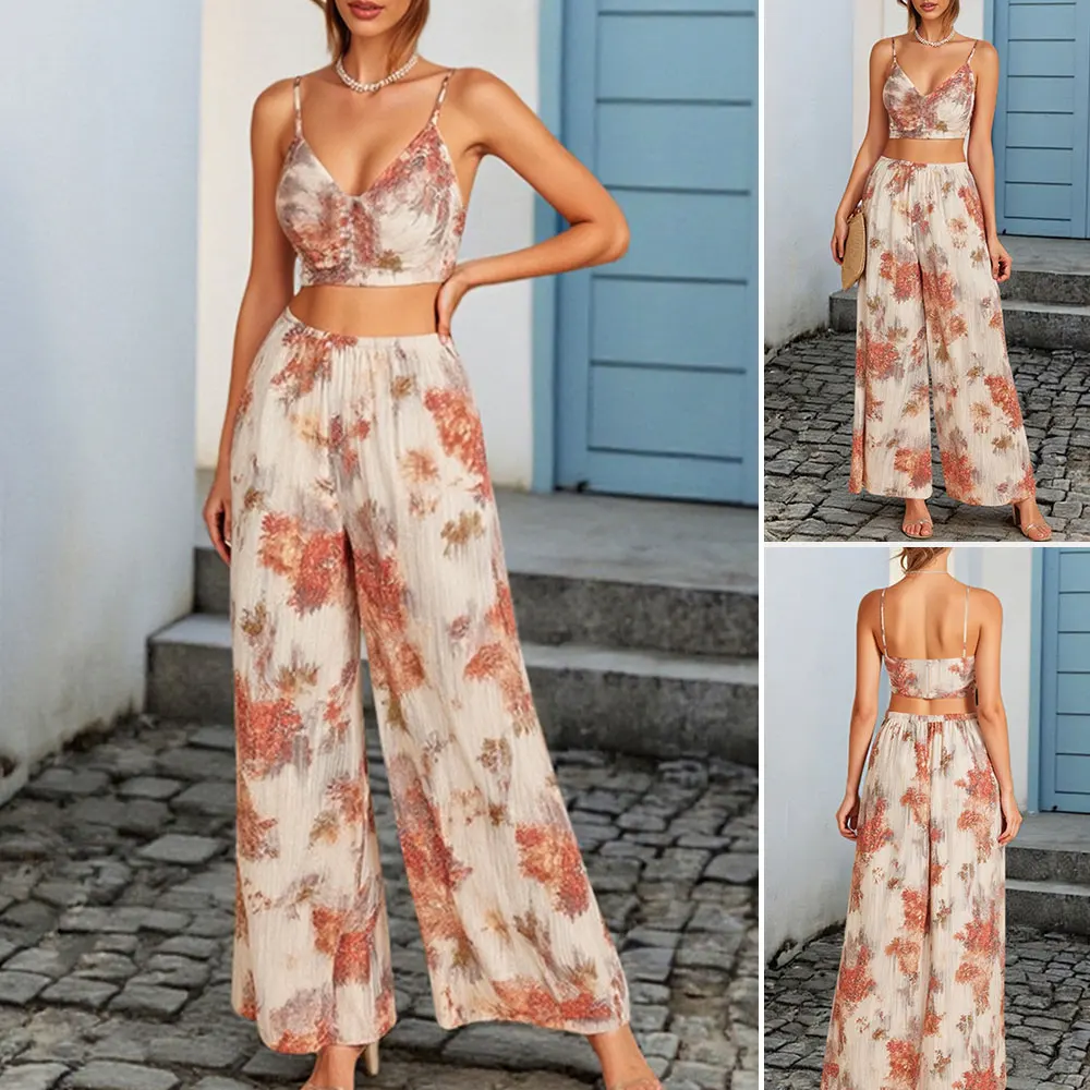 

Mia Muse Boutique повседневные комплекты до щиколотки с натуральной талией для женщин, летние элегантные приличные комплекты без рукавов с v-образным вырезом и принтом