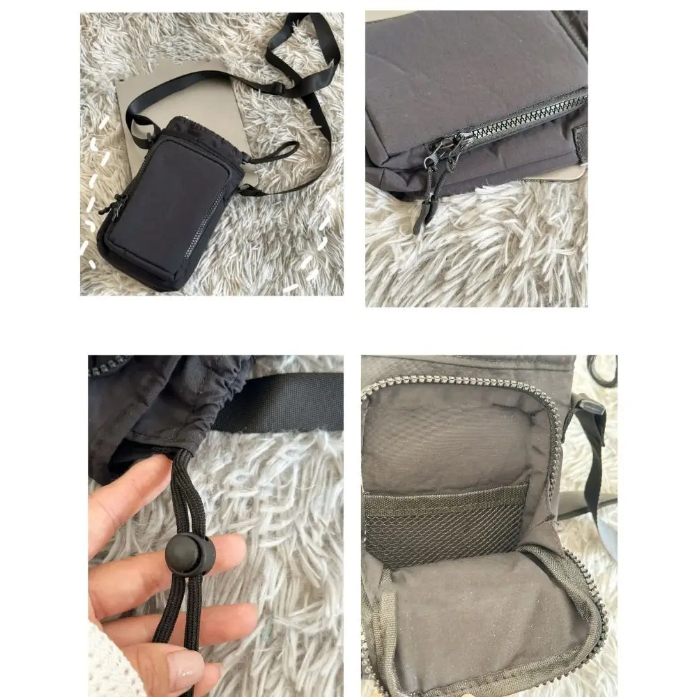 Korean Style Drawstring Bag Water Bottle Holde Water Cup Cover Nylon Shoulder Bag Purse Solid Color Mobile Phone Bag Girls image 6