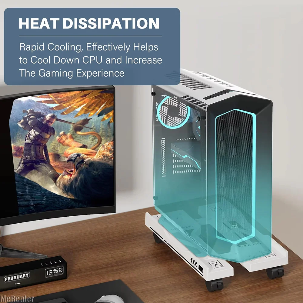 New Adjustable CPU Stand Mobile Computer Tower Cart Holder With Universal Wheels Rolling Desktop PC Support Bracke