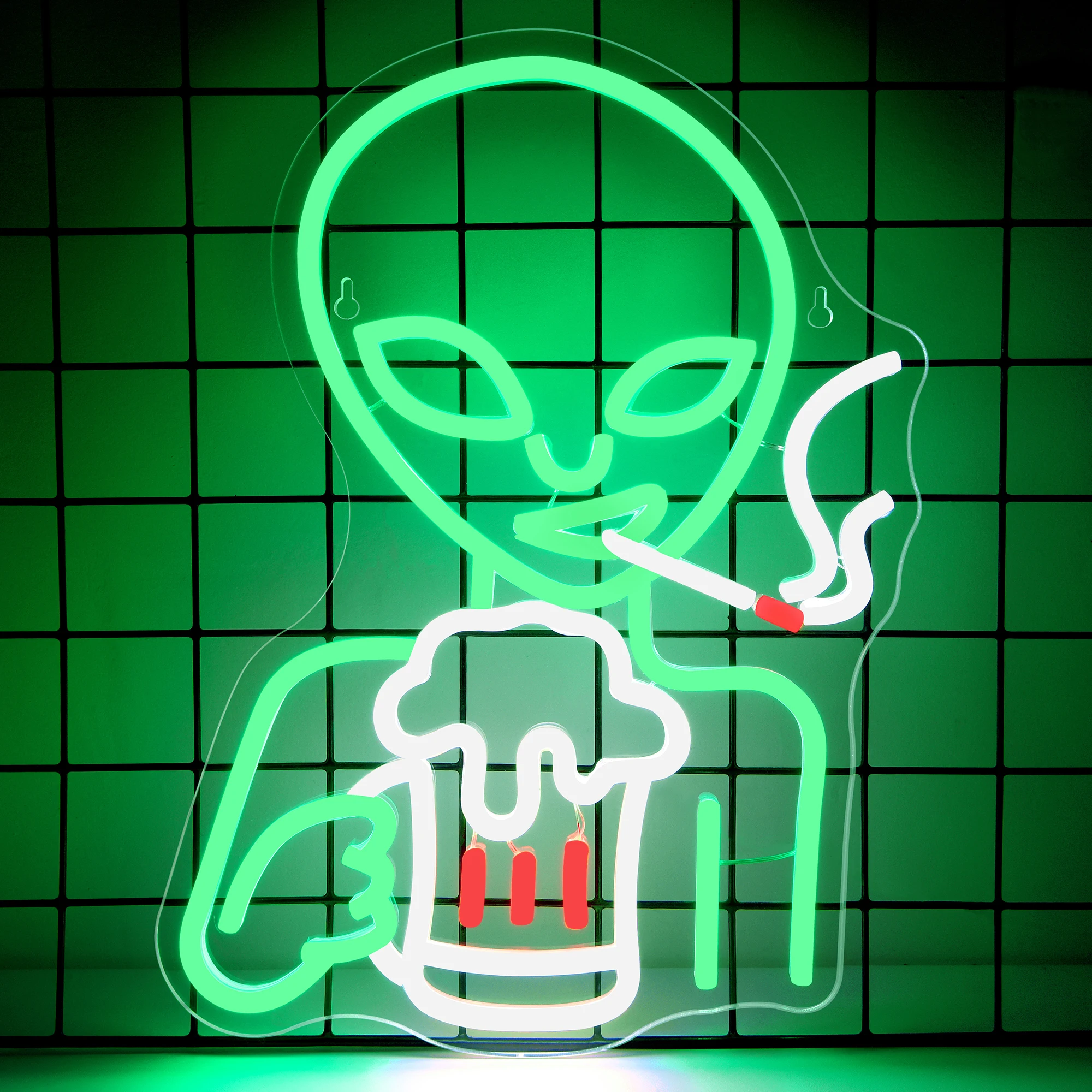 Alien Neon Sign Green LED Light for Wall Decor Man Cave  Bar Pub Shop  Game Room  Halloween