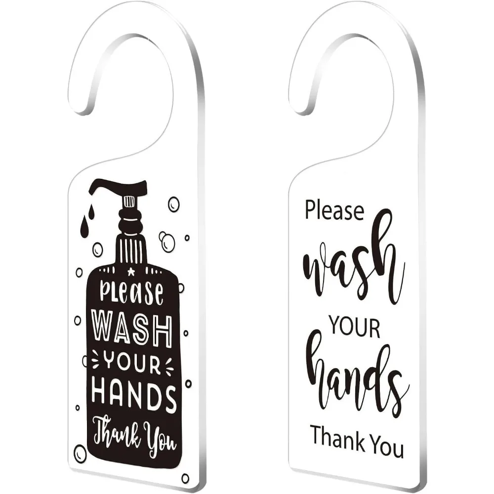 2Pack Please Wash Your Hands Door Hanger Sign Acrylic Notice Door Hanger Sign Acrylic Door Handle Hangings Handle