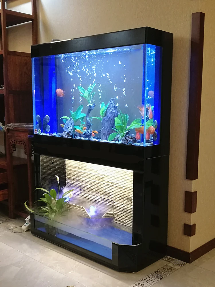 Fish tank living room floor large ecological Aquarium partition screen living room water stream tank