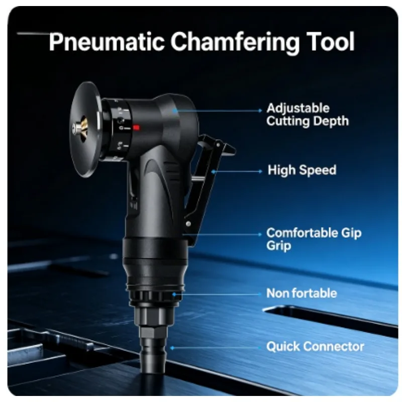 Mini Pneumatic Chamfering Machine Deburring 45 Degree Portable HandHeld Metal Trimming Machine Pneumatic Tools Kits L30000RPM