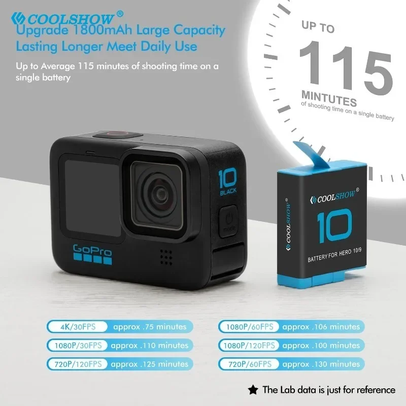 For Gopro Hero 10 Black Battery 1800mah For Gopro12 Gopro11 Gopro 9 Batteries Action Camera Accessories