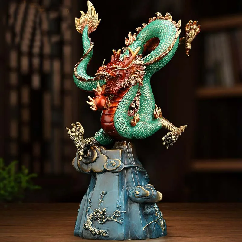 TOP grade Good luck Royal celestial Dragon Wealth HOME OFFICE BRONZE decoration bring wealth money Hand engraving Sculpture