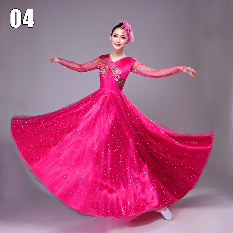 360 Degree Women Spanish Flamenco Dresses Lady Modern Dance Opening Dance Dress Swing Skirts Chorus Stage Performance Costume