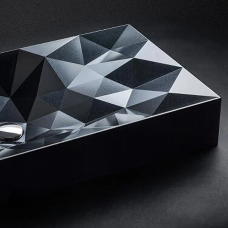 Nordic industrial wind table basin black light luxury washbasin diamond washbasin single basin bathroom