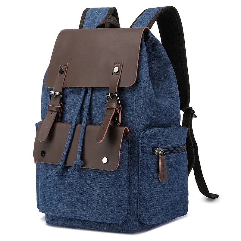 الرياضة في الهواء الطلق قماش ستوكات الجلود الرجال على ظهره رحلة عمل خفيفة الوزن متعددة الوظائف العصرية حقيبة الكمبيوتر #4