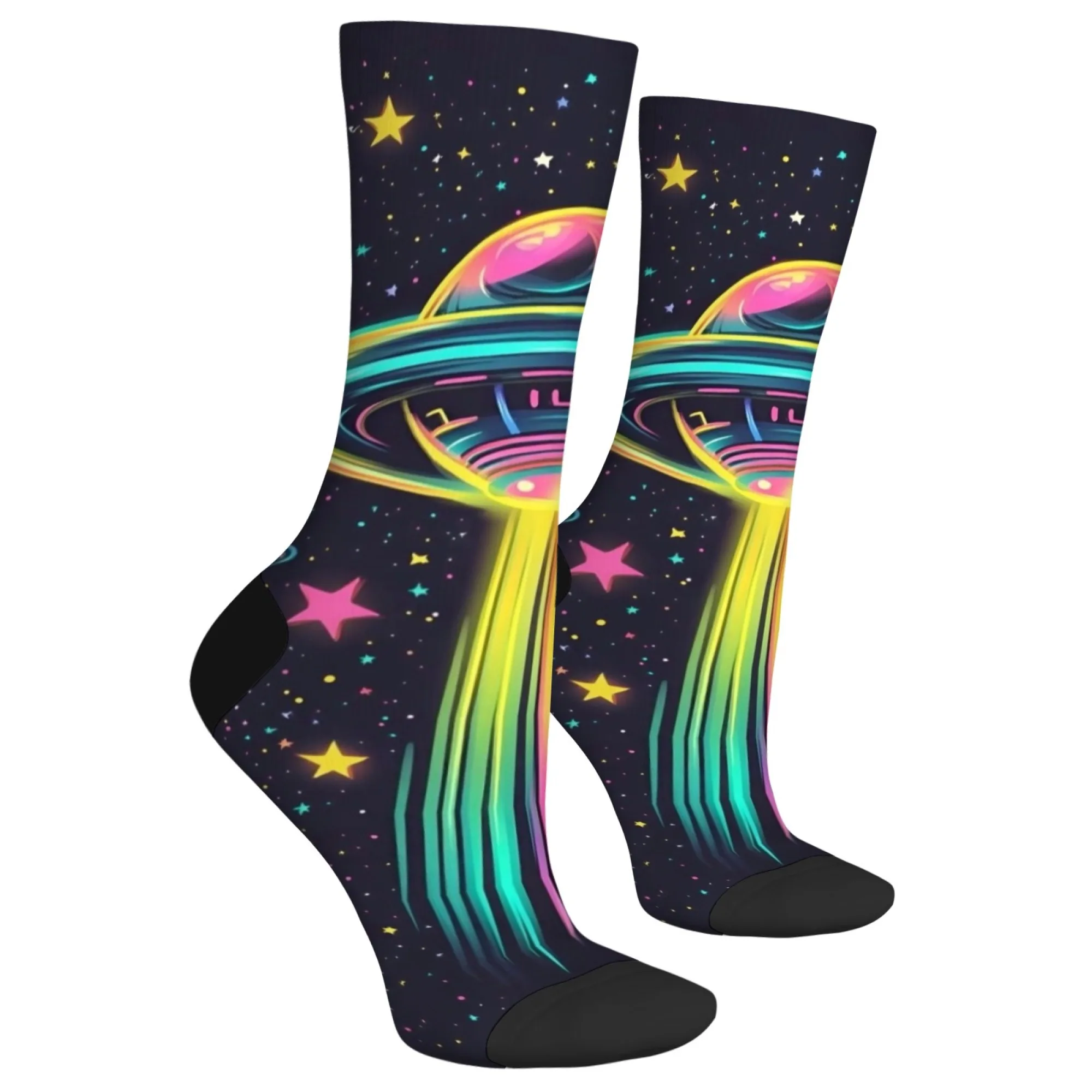 UFO الفضاء طاقم الجوارب للرجال والنساء العصرية الرجعية الخيال العلمي طباعة الشارع الجوارب الموضة مثالية زوجين هدية للنزهات غير رسمية