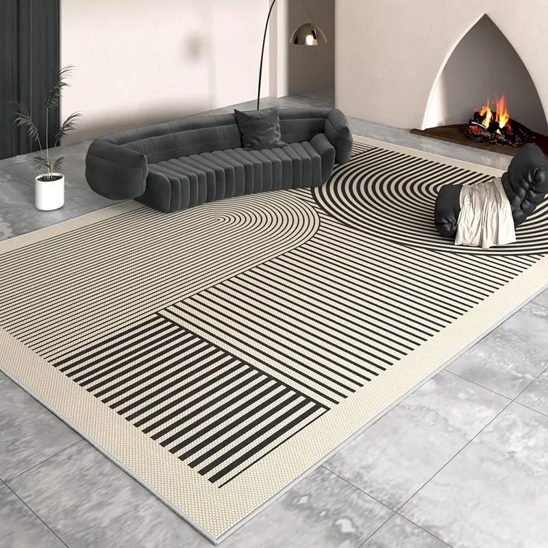 VIKAMA Minimalist Line Living Room Loop Pile Carpet, Bedroom Anti-Slip Mat, Hotel And Homestay Floor Mat, Home Decoration