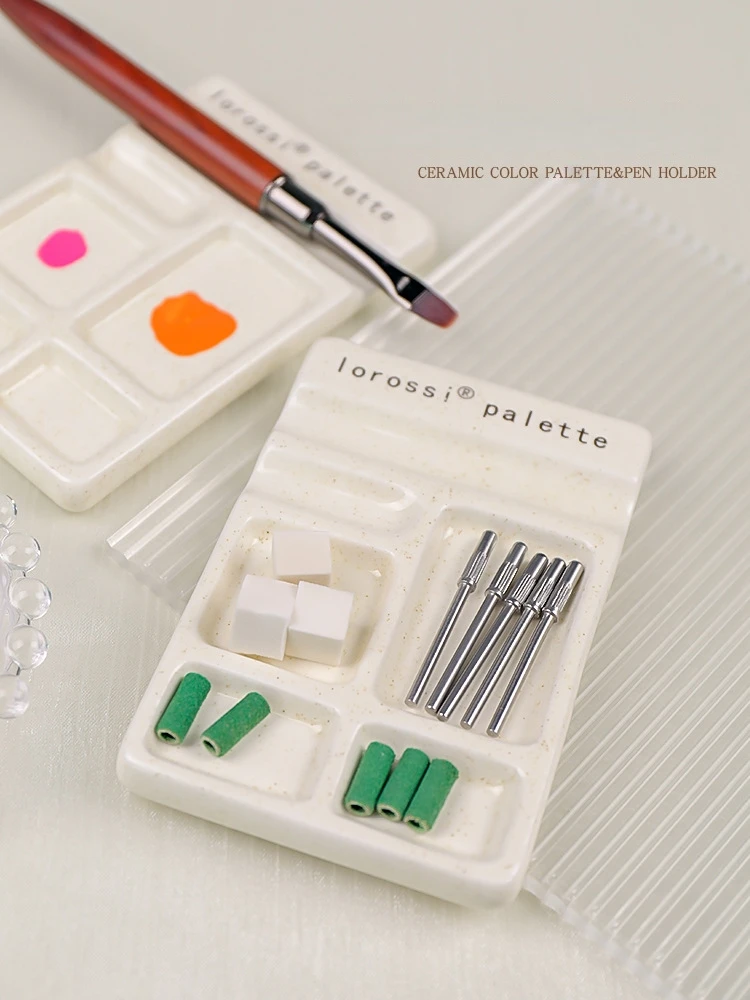 Multifunktionale Farbpalette Keramik-Malpalette Nagellack-Farbpalette Stiftablage Kompakte Keramikplatte – Detail 7