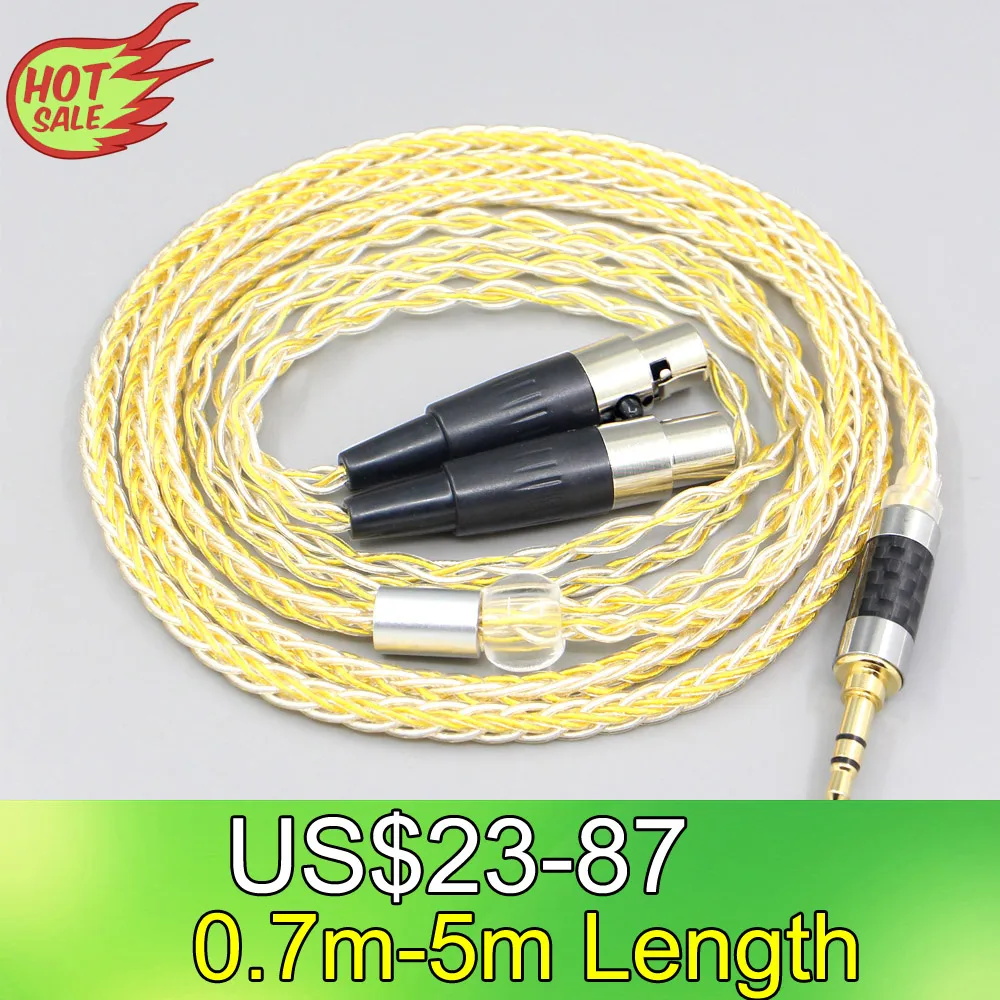 LN007330 8 Core Silver Gold Plated Earphone Cable For Audeze LCD-3 LCD-2 LCD-2C LCD-4 LCD-X LCD-XC LCD-4z LCD-MX4 LCD-GX