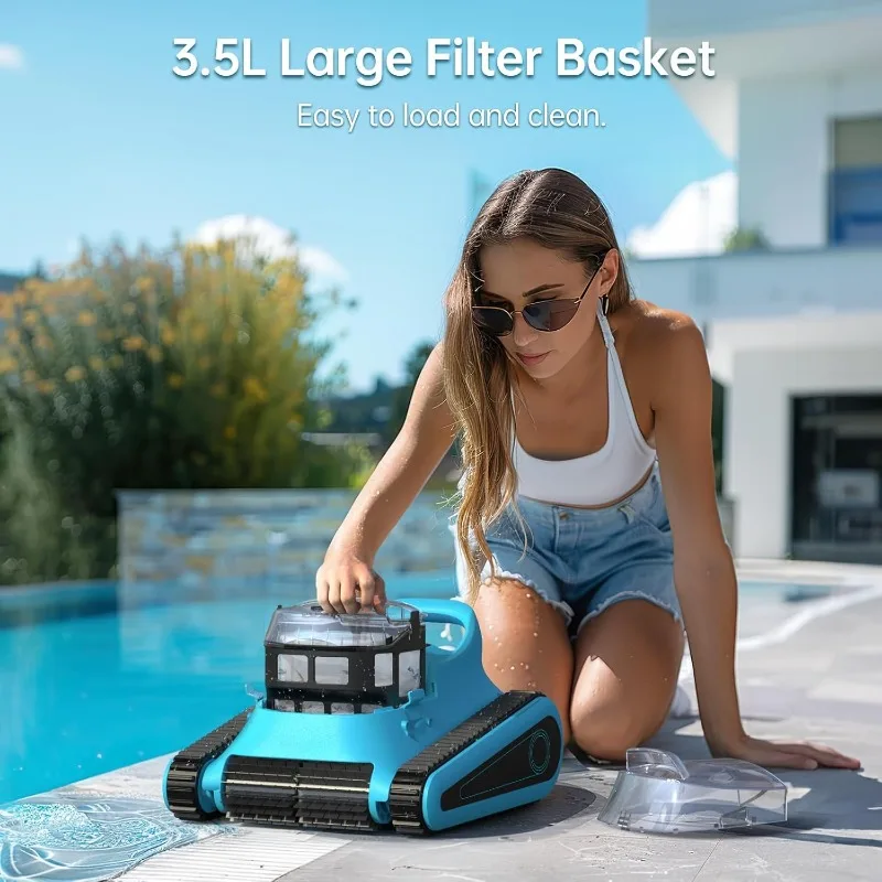 SMONET Cordless Pool Vacuum Robot: Automatic Robotic Pool Cleaner Lasts 150 Mins Wall Climbing 180W Powerful Suction LED