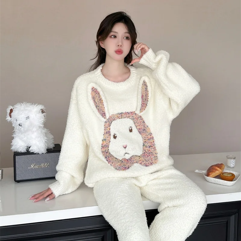 

Pajama Sets Bride Women Flannel Checkered Homeclothes Christmas Lady Warm Cozy Thick Soft Comfortable Thermal Home Winter Simple