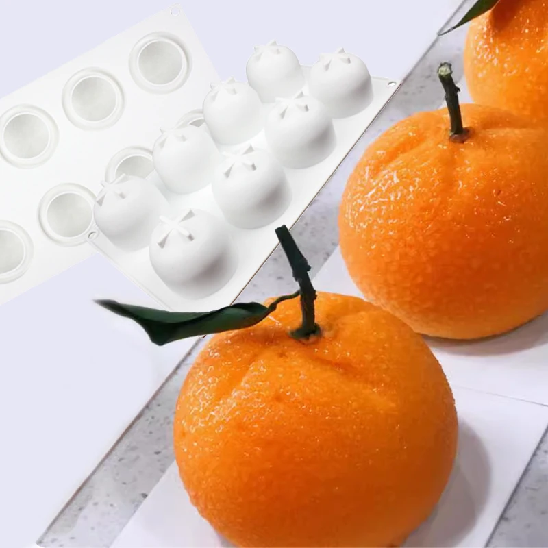6/8/10/12 Cells Mandarin Mousse Cake Molds Orange Design Silicone Cake Moulds Fruits Dessert Decorating Tools DIY Candle Mold