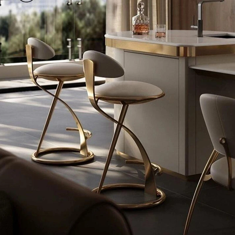 High-end Custom Bar Chair Designer Light Luxury High-end Sense Stainless Steel Modern Bar Chair Villa Home High Stool view 5