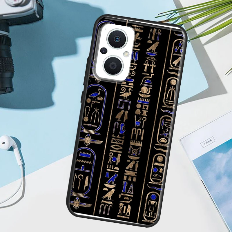 حافظة الهيروغليفية المصرية القديمة لهاتف OPPO Reno 13F 14F 12F 11F 8T 7 8 10 11 12 13 14 Pro OPPO Find X8 X6 X5 X9 Pro #4