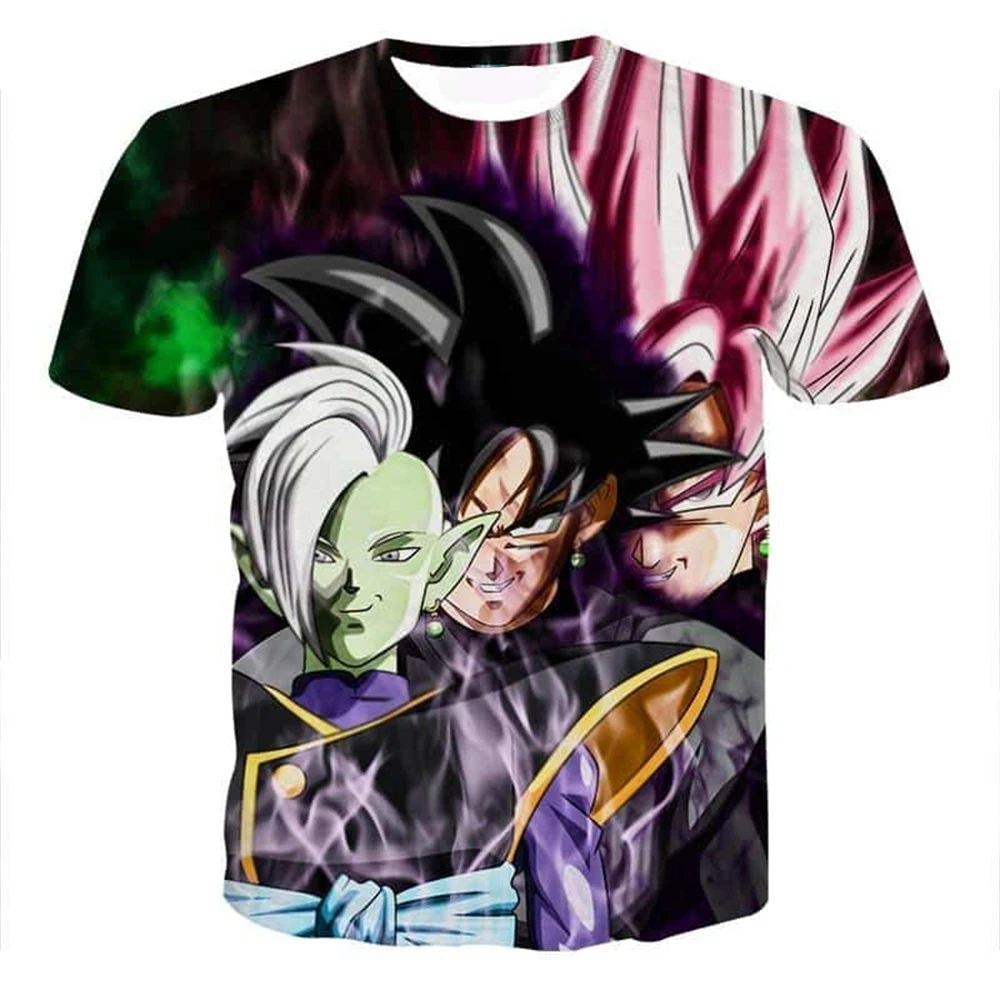 Japanisches Anime Dragon Ball Z 3D-gedrucktes Super Zamasu Goku Black Goku Rose Cooles T-Shirt Modische Kinder- und Erwachsenen-Cosplay-Oberteile Kleidung