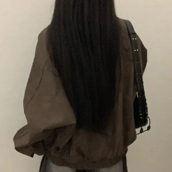 Chique Vintage ort Rits Leer Jaet Dames Faionable Design Katoen Warm Straight Cut ort Jas Herfst Anti-Aging