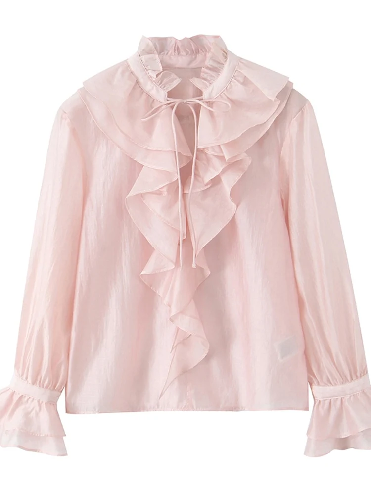 

Spring 2026 Women's Casual Comfortable Sweet Faionable Blouse with Lace Trim 309875 Ethnic Stage Costume Ladies' Premium