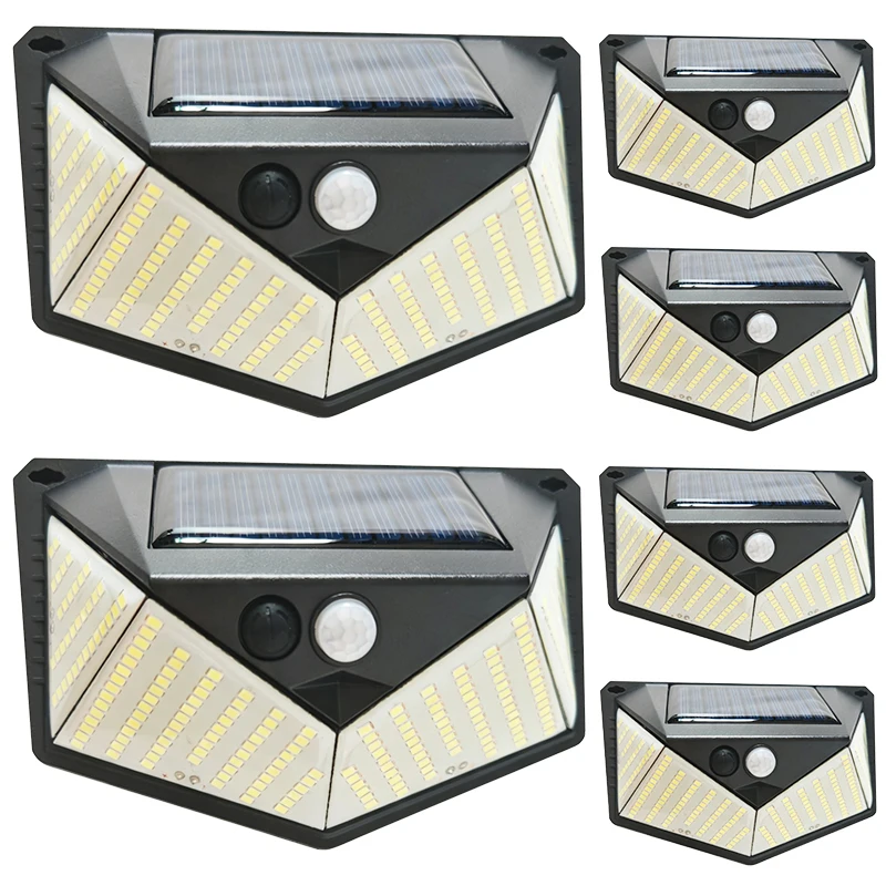 Solar Wall Lights 220 LED Motion Sensor Outdoor IP65 Waterproof 3 Lighting Modes Security Lamp for Garden Patio Yard Pathway