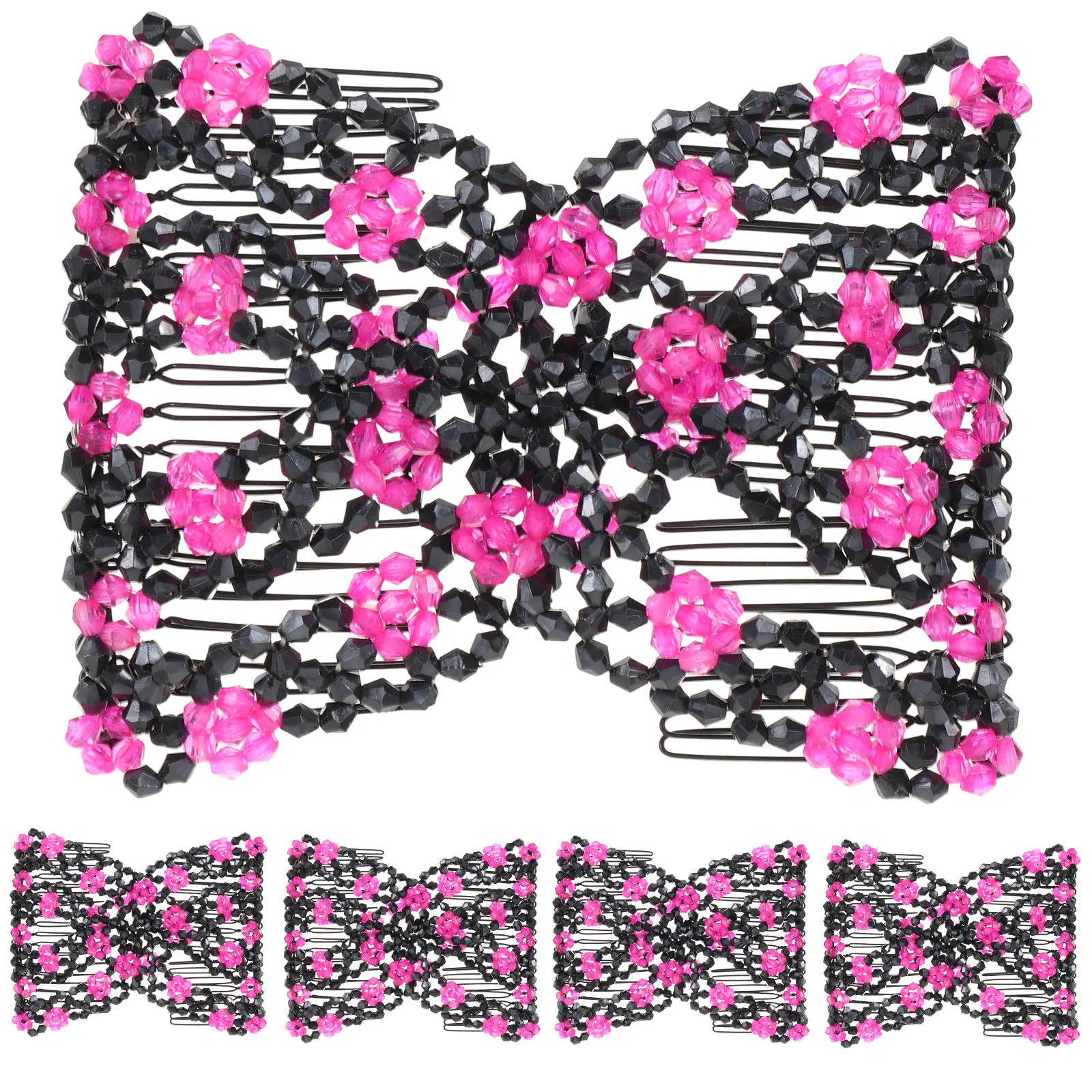 5Pcs Beaded Hair Bun Combs Set Unique Fashion Design Scalp-Friendly Easy Styling Tool for Dozens of Hairstyles Gift for Women