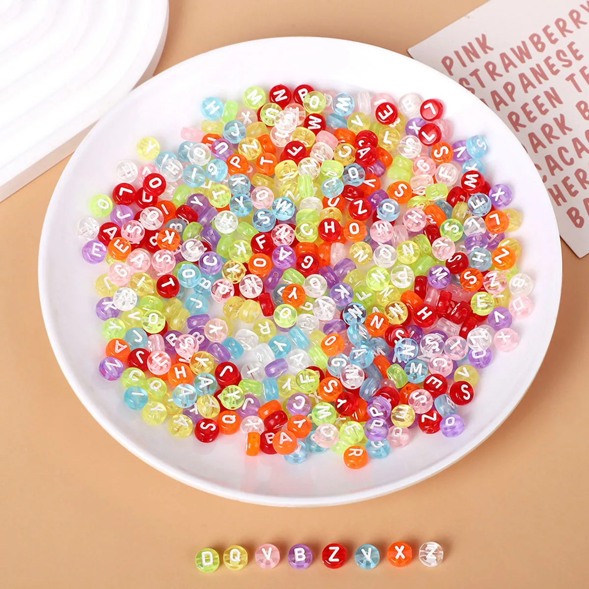 Colorful Round A-Z Alphabet Letter Beads(7x4mm) For Necklaces Bracelet Jewelry Making DIY Handmade Accessories