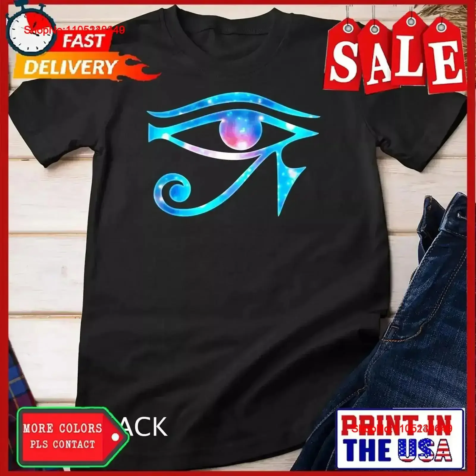 Eye of Horus Egyptian Protection Symbol Lucky Charms T shirt vintage Washed Versatile Casual fashion homme Stylish vintage