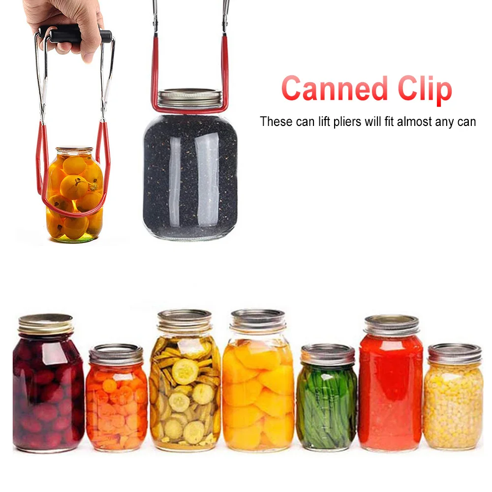 Levantador de tarro de enlatado de acero inoxidable con mango de agarre Puede levantador Pinzas Jar Clip Resistencia al calor Anti-clip Mason Jar