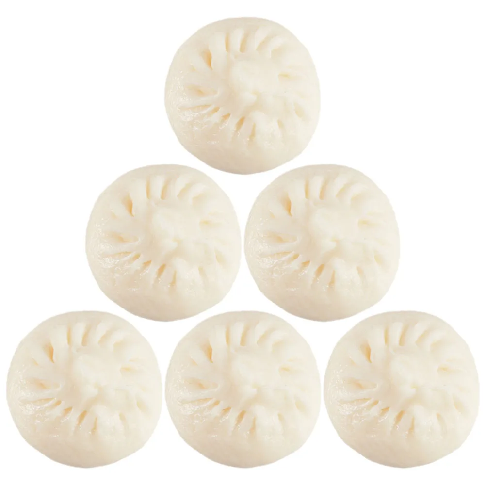 

6 Pcs Simulated Buns Fake Steamed Stuffed Decor Decorate Realistic Play Food Pvc Shape Toy Simulation Dessert Model