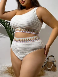 Solid One Shoulder Bikini High Waist Swimsuit Women 2026 Large Plus Size Swimwear Female Bathing Swimming Suit Beachwear