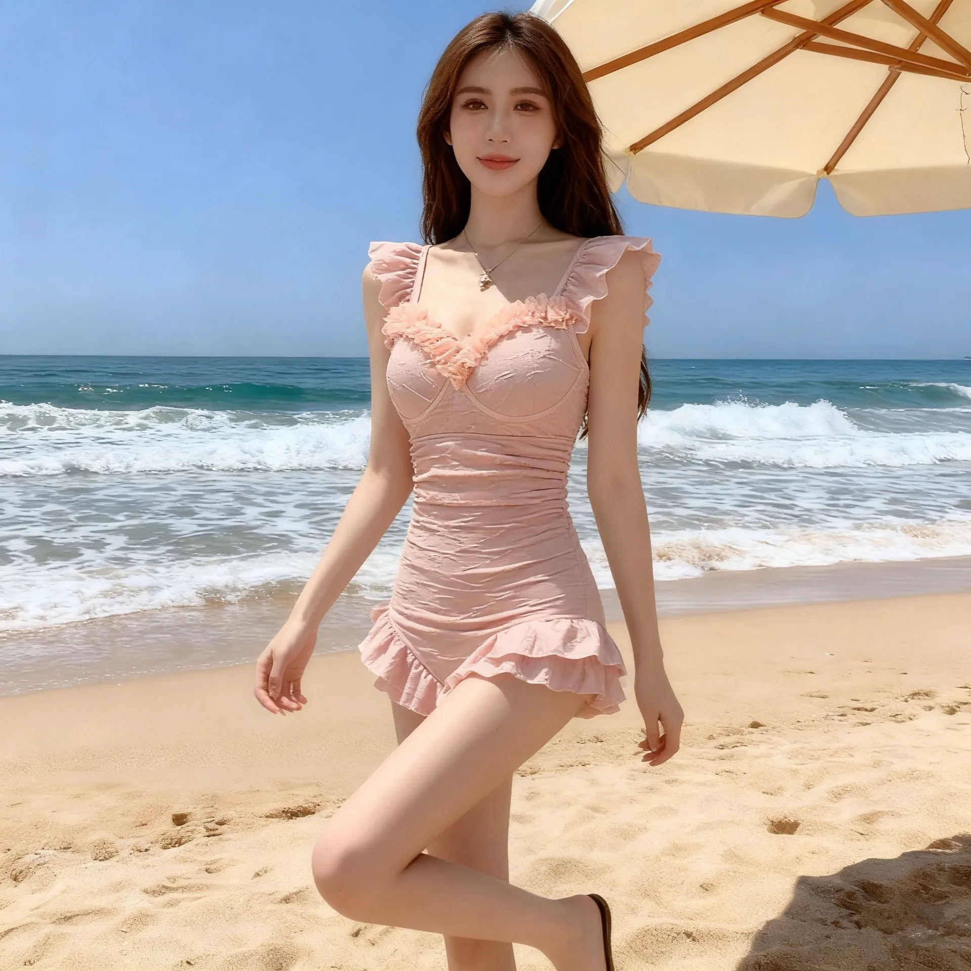 Ins Style Sexy Modest Swimwear for Women, 3D Floral Design With Underwire, Tummy Control & Slimming For Small Bust