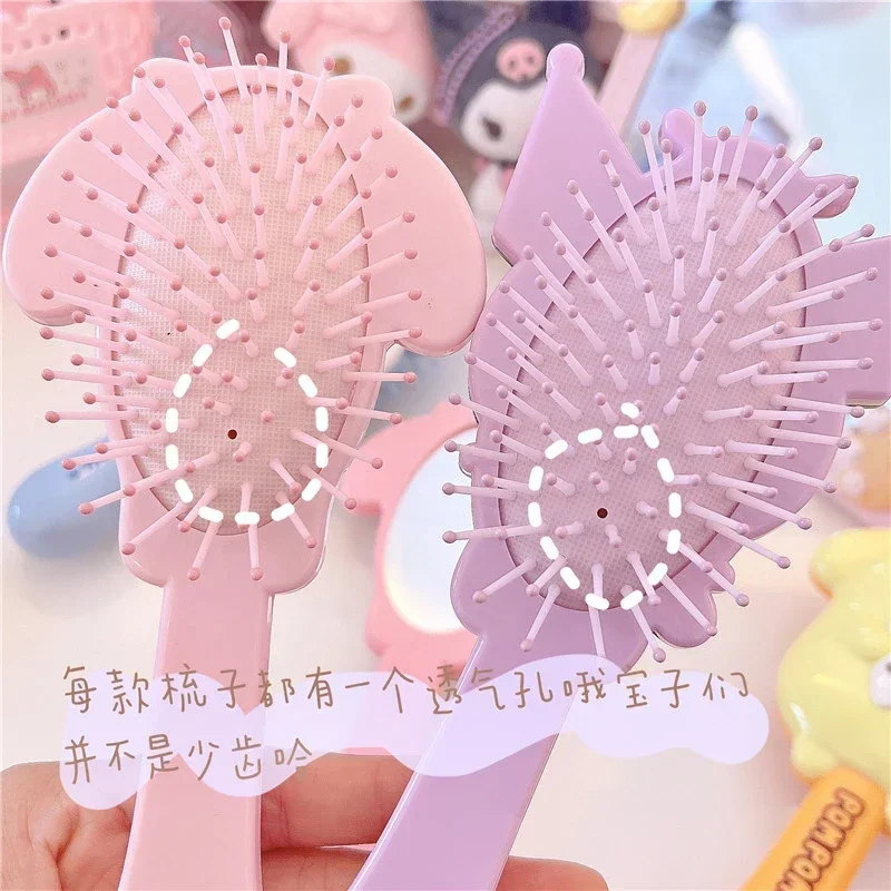 Sanrio Anime Kuromi Hand-held Makeup Mirror Massage Air Comb Cartoon Hello Kitty My Melody Cinnamoroll Small Portable Gift