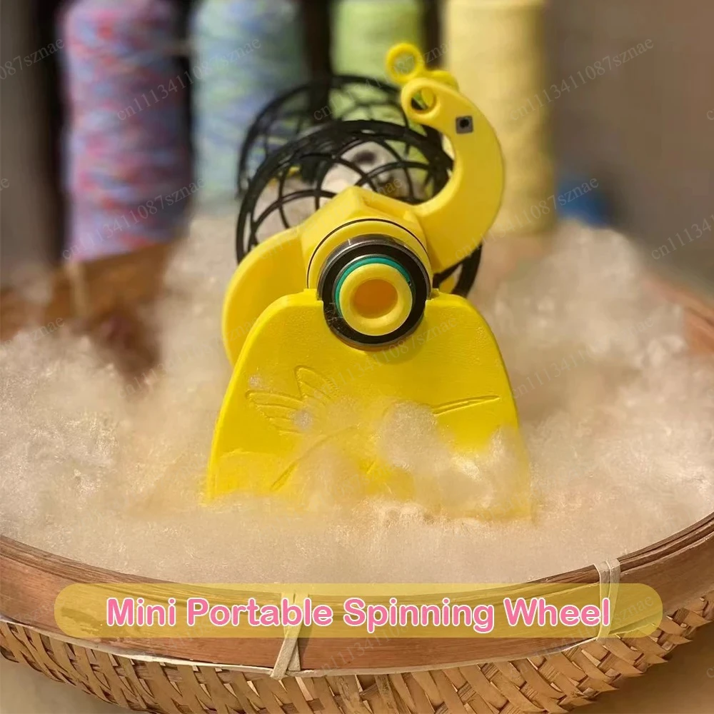Type-C Portable Spinning Wheel Pedal Control Freehand Wool Yarn Spinner Compact DIY Craft Spinning Machine Powered By Power Bank