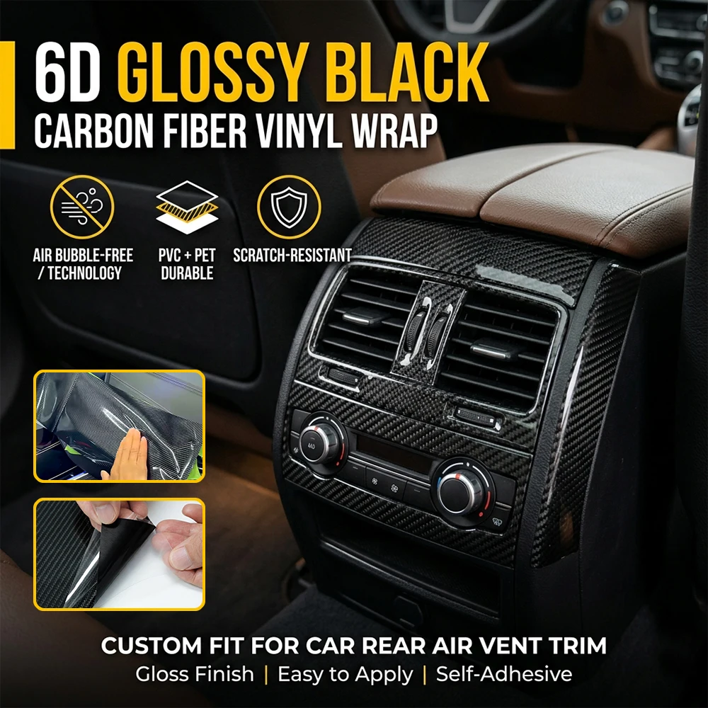 Car Interior Wrap Film 6D Carbon Fiber Black Vinyl Bubble Free Car Sticker Interior Decor Cover Vehicle Decals DIY Accessories