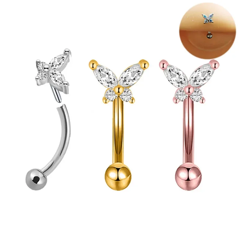

1PCS Stud Earrings Stainless Steel Curved Rod Butterfly Eyebrow Nail Ring Catilage Helix Labret Lip Studs Piercing Jewelry