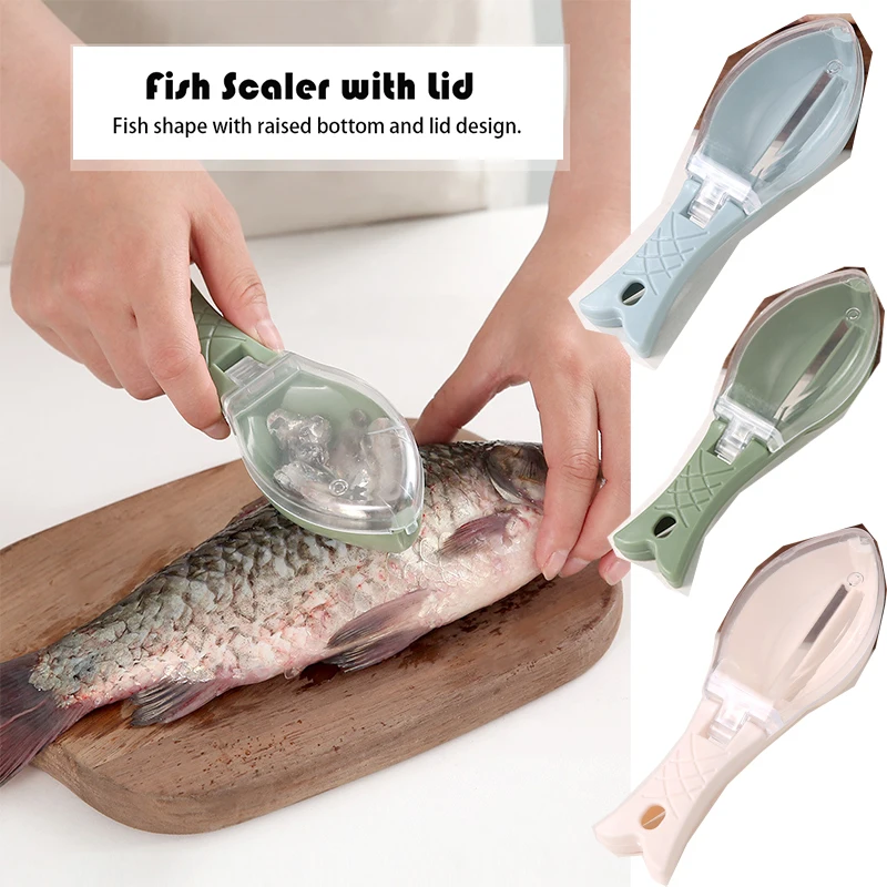 

1pc EASYFISH Home Portable Kitchen Fish Scaler Knife 3 Colours with Lid Fish Scaler To Choose From Unique Fish Simulation Design