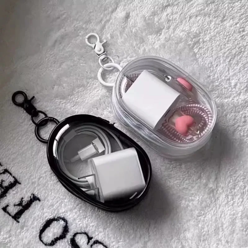 Clear PVC Mini Figurine Display Storage Box Keychain Portable Dust-Proof Protective Case Small Clay Doll Bag Hanging Accessories