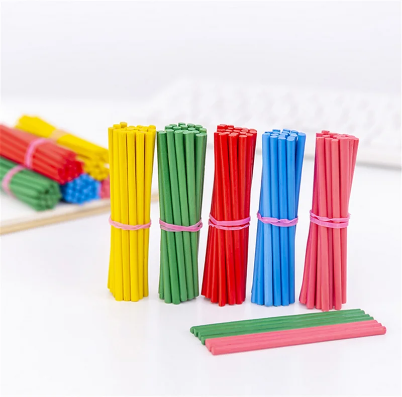 

100Pcs/set Bamboo Color Counting Sticks Montessori Teaching Aids Mathematics Counting Rod Kids Preschool Math Learning Toy Child