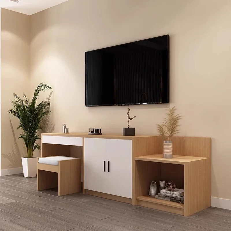 Hotel furniture apartment white black TV cabinet writing desk combination complete set