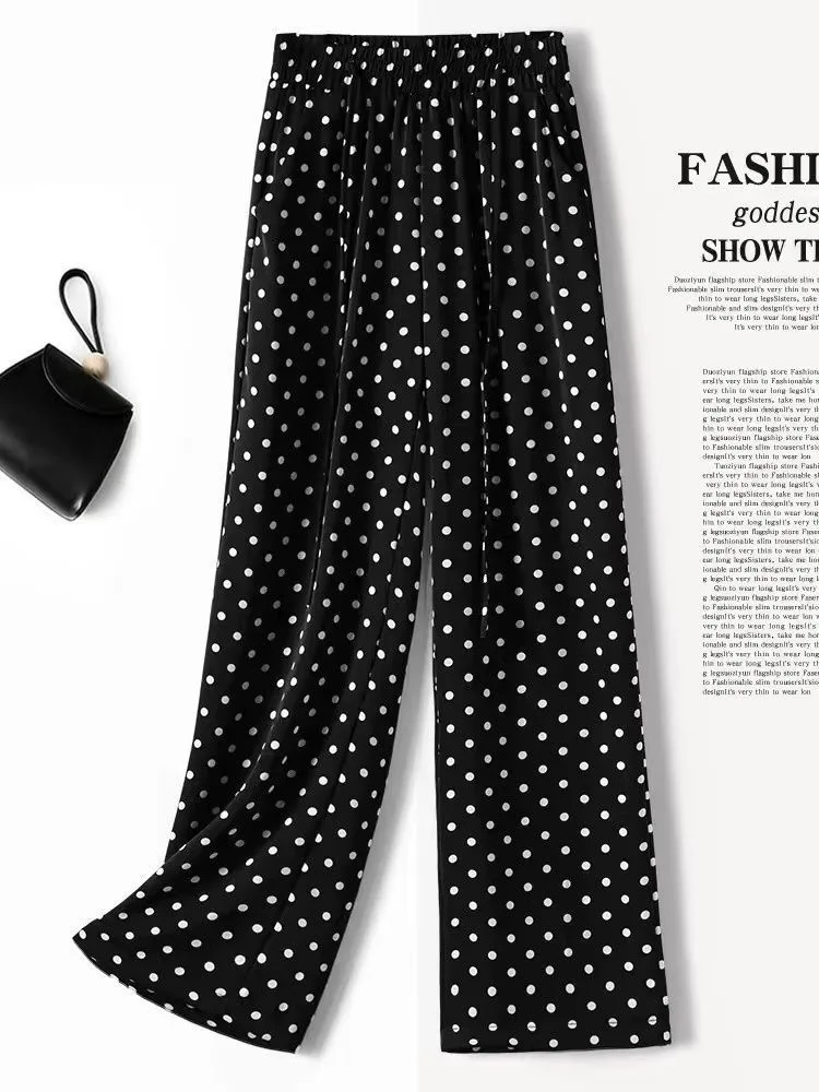 

Autumn Hot-selling Fashion Trend Vintage Polka Dot Printed Women's Trousers Spring Daily Casual Breathable Comfortable Trousers
