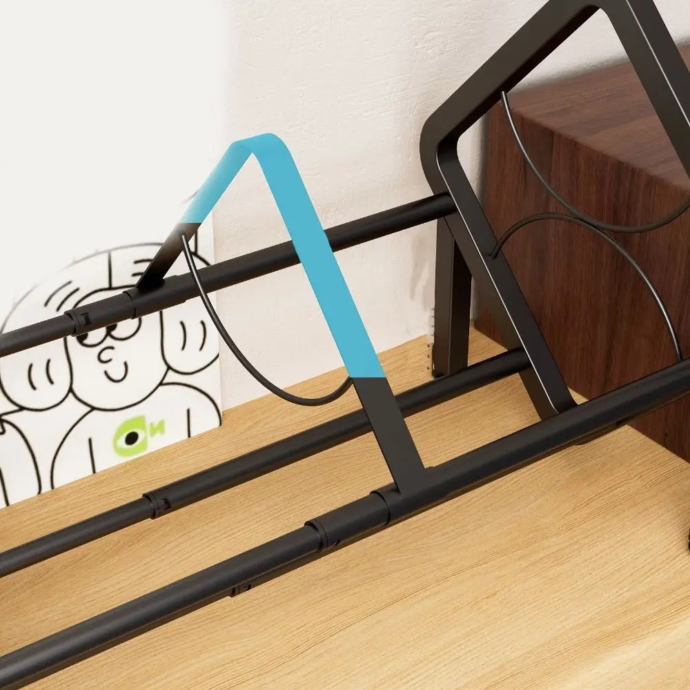 Carbon Steel Vinyl Record Holder Black Large Capacity Vinyl Record Storage Rack Adjustable Anti-slip Desktop Bookshelf Office