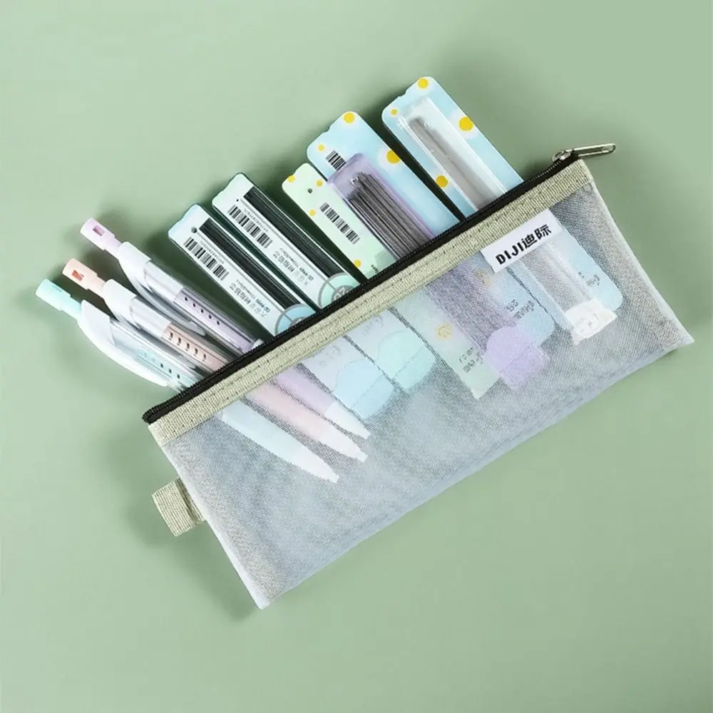 

Storage Bags Mesh Cosmetic Bag Nylon Cosmetic Brush Bag Stationery Bag Transparent File Bag Mesh Storage Bags Grid Pencil Bag