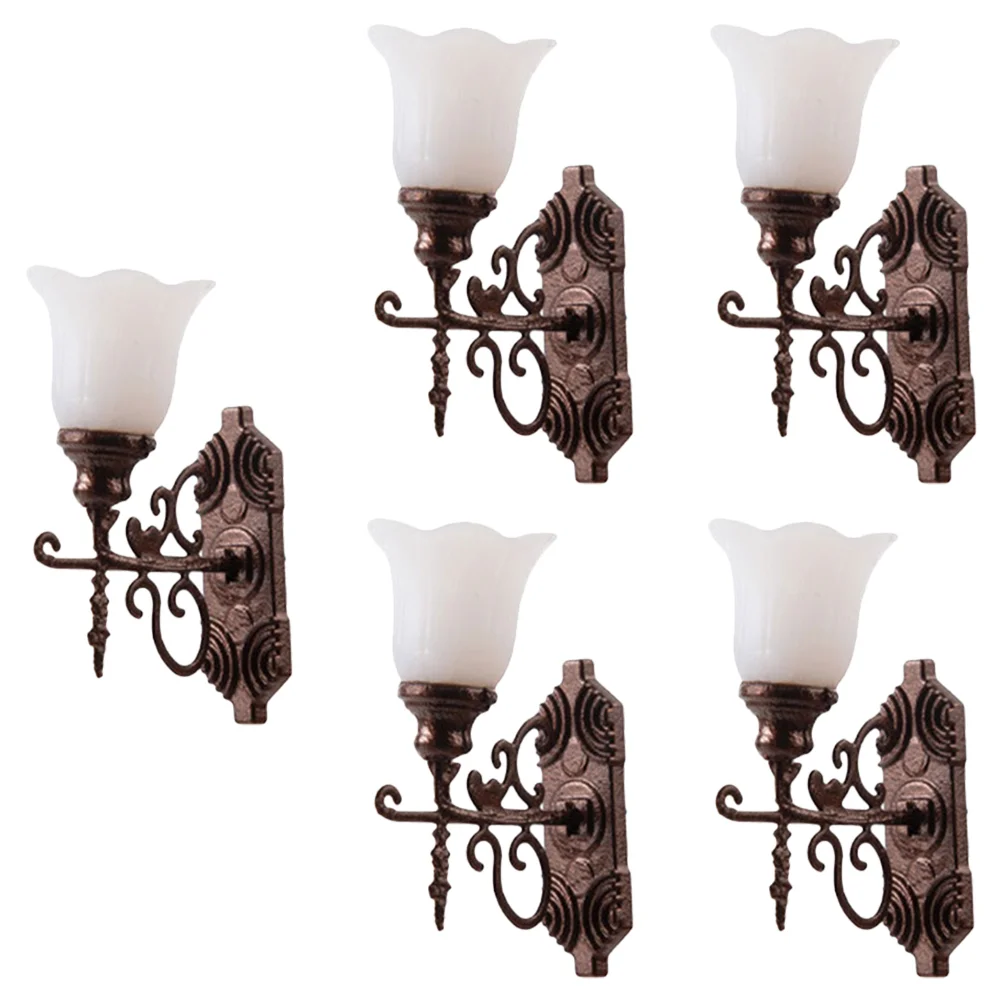 5pcs Mini House Wall Lamps Miniature Wall Lights House Miniature Wall Lamps