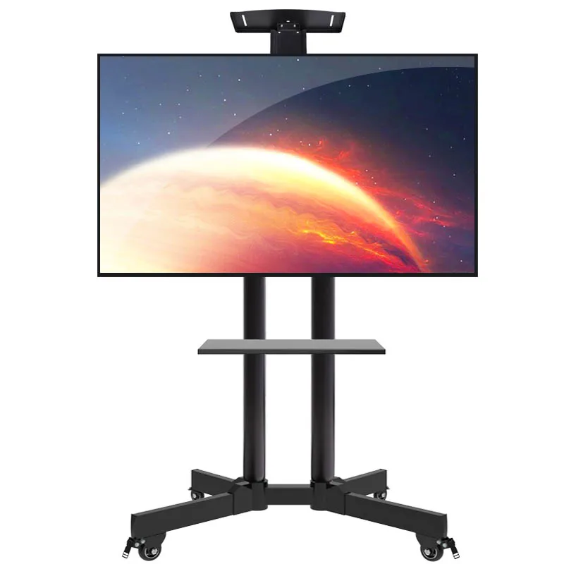 

Smart Board Swivel Floor Tripod Mobile Cold Rolled Steel Floor Bracket With Four Legs TV Stands cart