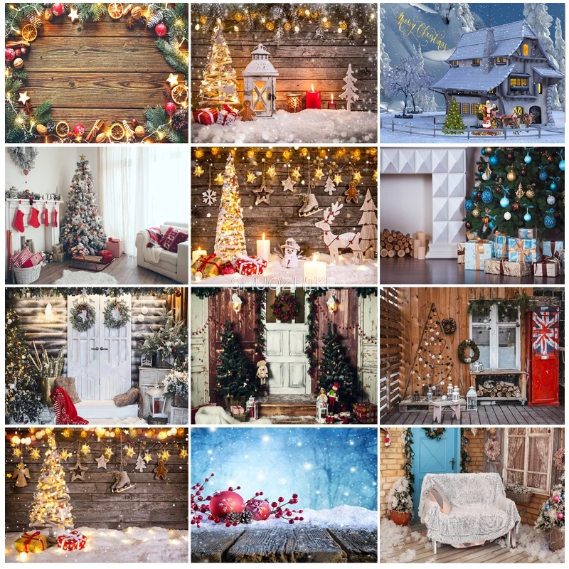 

SHUOZHIKE Christmas Day Backgrounds For Photography Winter Snow Gift Baby Newborn Portrait Photo Backdrops SLT-02